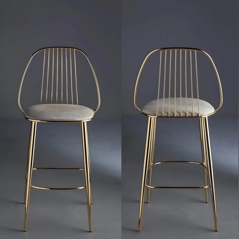 Pair of bar chairs with slender metal frames