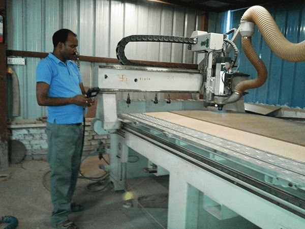 CNC router machining a panel