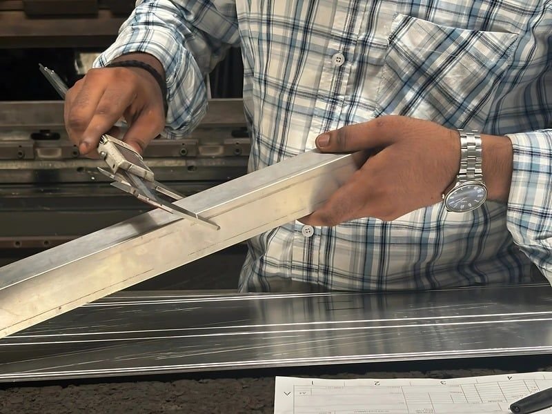 Marking a stainless steel section for cutting